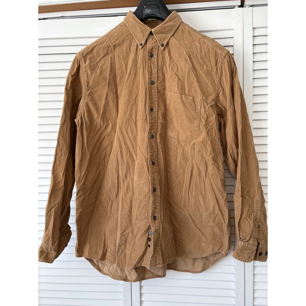 Eddie Bauer Corduroy Button Down‎ Shirt Mens Large Tall Long Sleeve Brown Cotton